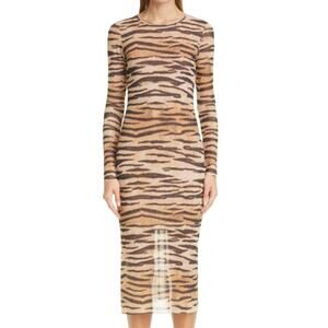 Baum Und Pferdgarten S Jolanda Tiger Stripe Long Sleeve Dress Semi Sheer Baddie